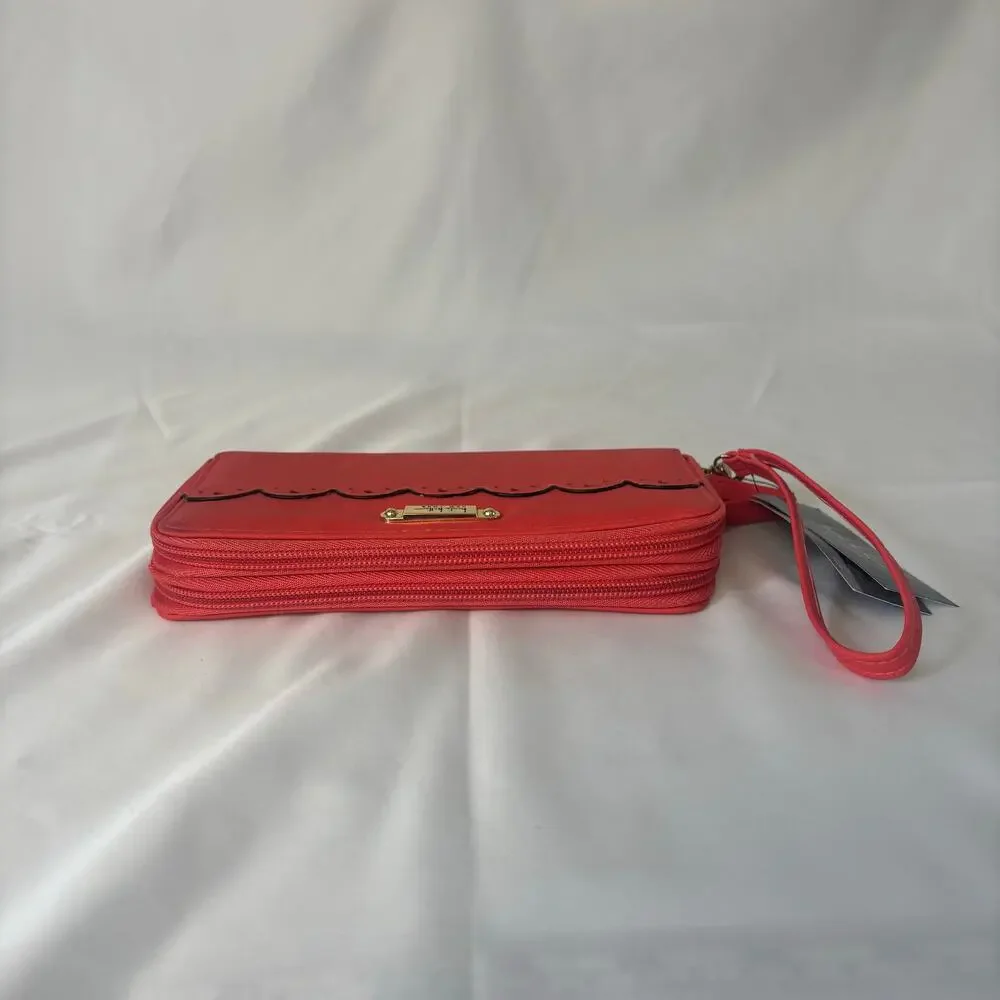 Nicole Miller Poppy Red Wristlet Zip Wallet Clutch NWT NY8605 - Picture 7 of 11